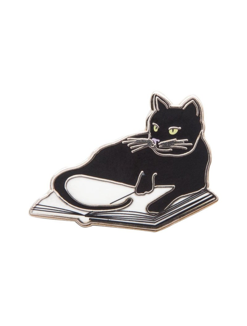 Out of Print Bookstore Cat Enamel Pin - Image 4