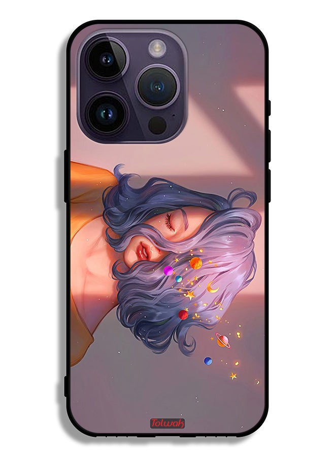 Tolwak Apple iPhone 14 Pro Protective Case Girl And Space Art - Image 2
