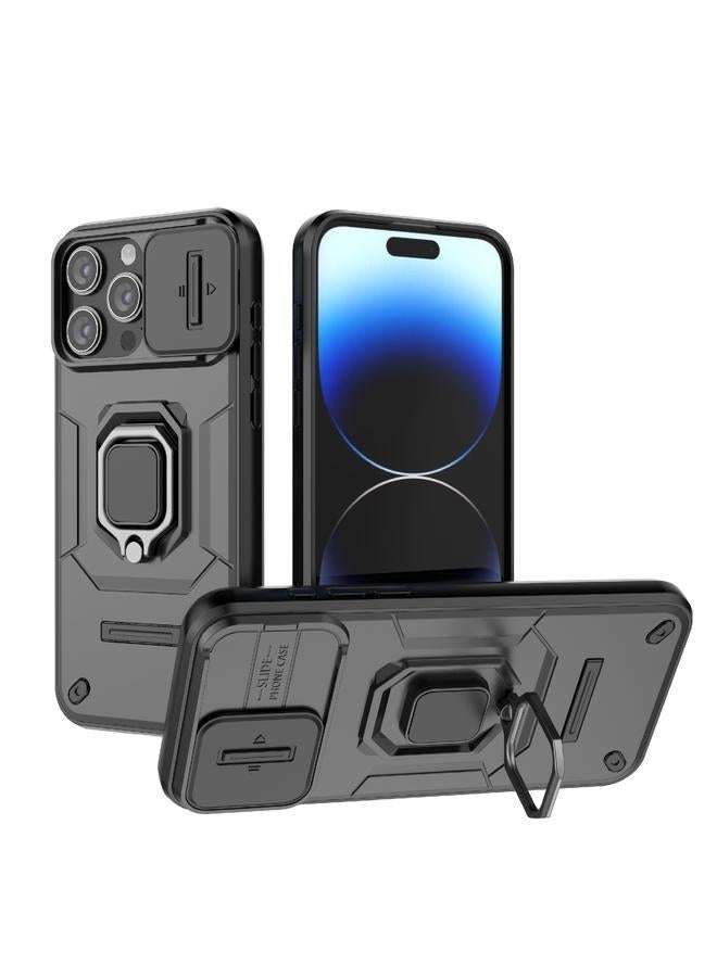 S-TOP Case For iPhone 15 Pro Max Sliding Camshield TPU + PC Shockproof Phone Case with Holder - Image 1