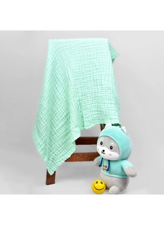 MOM'S HOME Cotton Baby Super Soft Absorbent Muslin 6 Layer Wash Towel- 100X100 Cm, (0-3 Years)- Green 