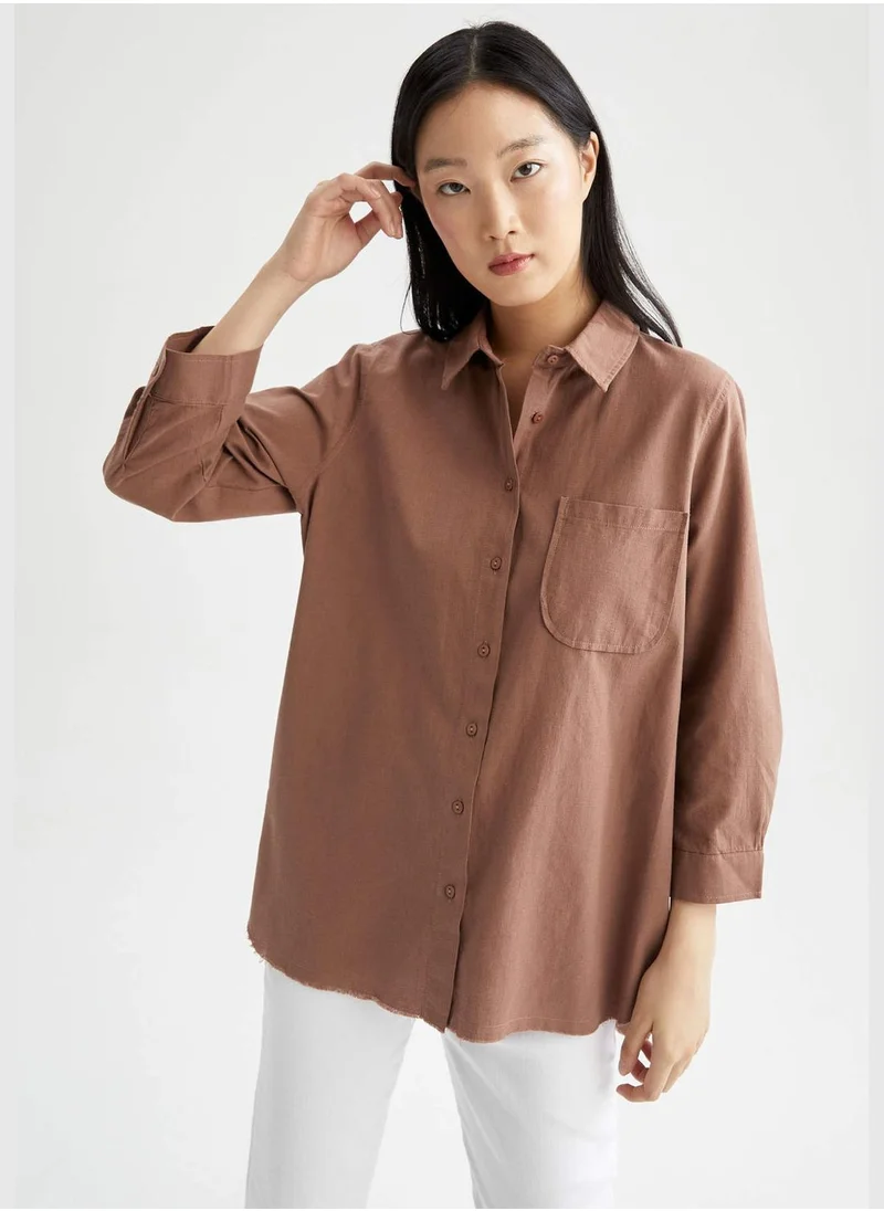 DeFacto Regular Fit Long Sleeve Poplin Shirt