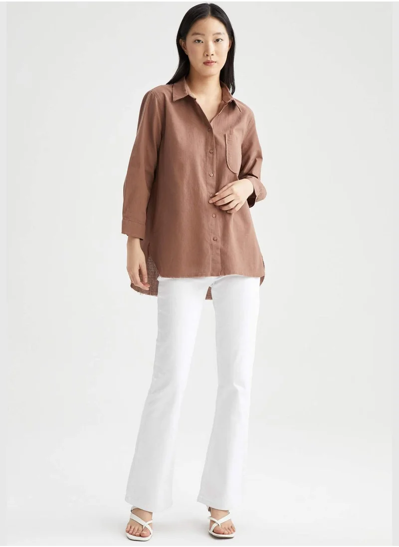 DeFacto Regular Fit Long Sleeve Poplin Shirt