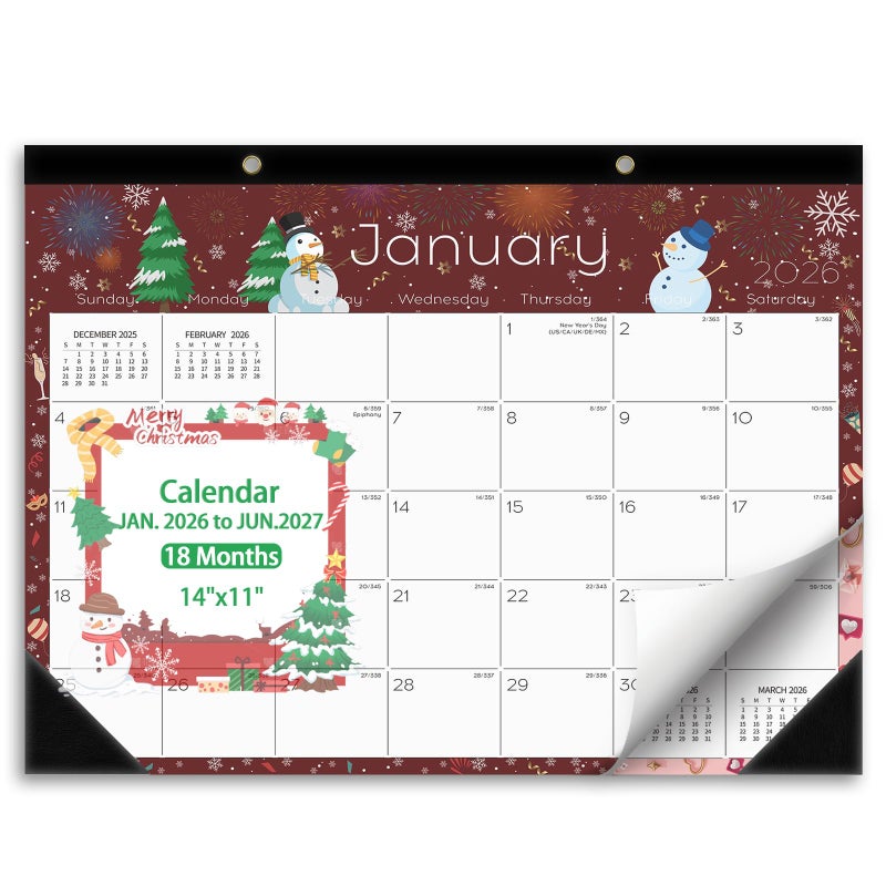 Ymumuda Desk Calendar 2026-2027 Wall Calendar 2 in 1, Monthly Desk Calendar 2026 from JAN.2026 to JUN.2027, 18-Month, Large 12"Ã—17", Waterproof Cover, Hanging Rope, Home/office/School Planners - Image 1