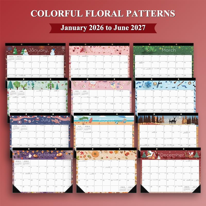 Ymumuda Desk Calendar 2026-2027 Wall Calendar 2 in 1, Monthly Desk Calendar 2026 from JAN.2026 to JUN.2027, 18-Month, Large 12"Ã—17", Waterproof Cover, Hanging Rope, Home/office/School Planners - Image 2