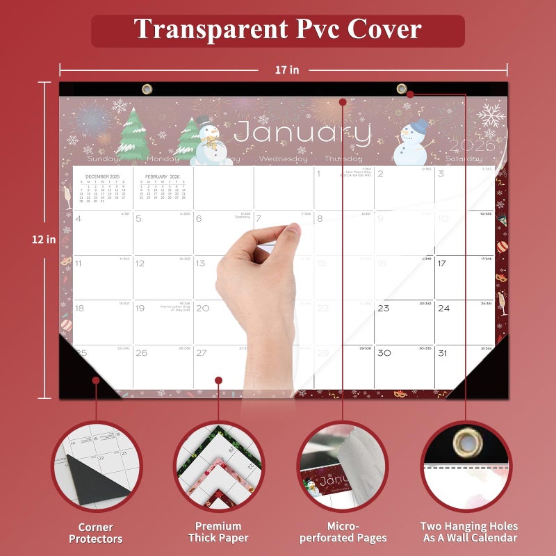 Ymumuda Desk Calendar 2026-2027 Wall Calendar 2 in 1, Monthly Desk Calendar 2026 from JAN.2026 to JUN.2027, 18-Month, Large 12"Ã—17", Waterproof Cover, Hanging Rope, Home/office/School Planners - Image 4