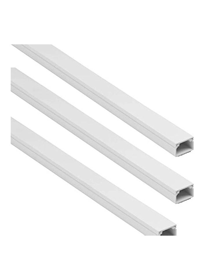 erorex 90cm Square Cable Box Self Adhesive PVC Trunking White Wall Cord Cover Cable Concealer On-Wall Wire Cover Paintable Cable Management Raceway to Hide Wires - Pack of 3 (3pcs - 10x10x900mm)