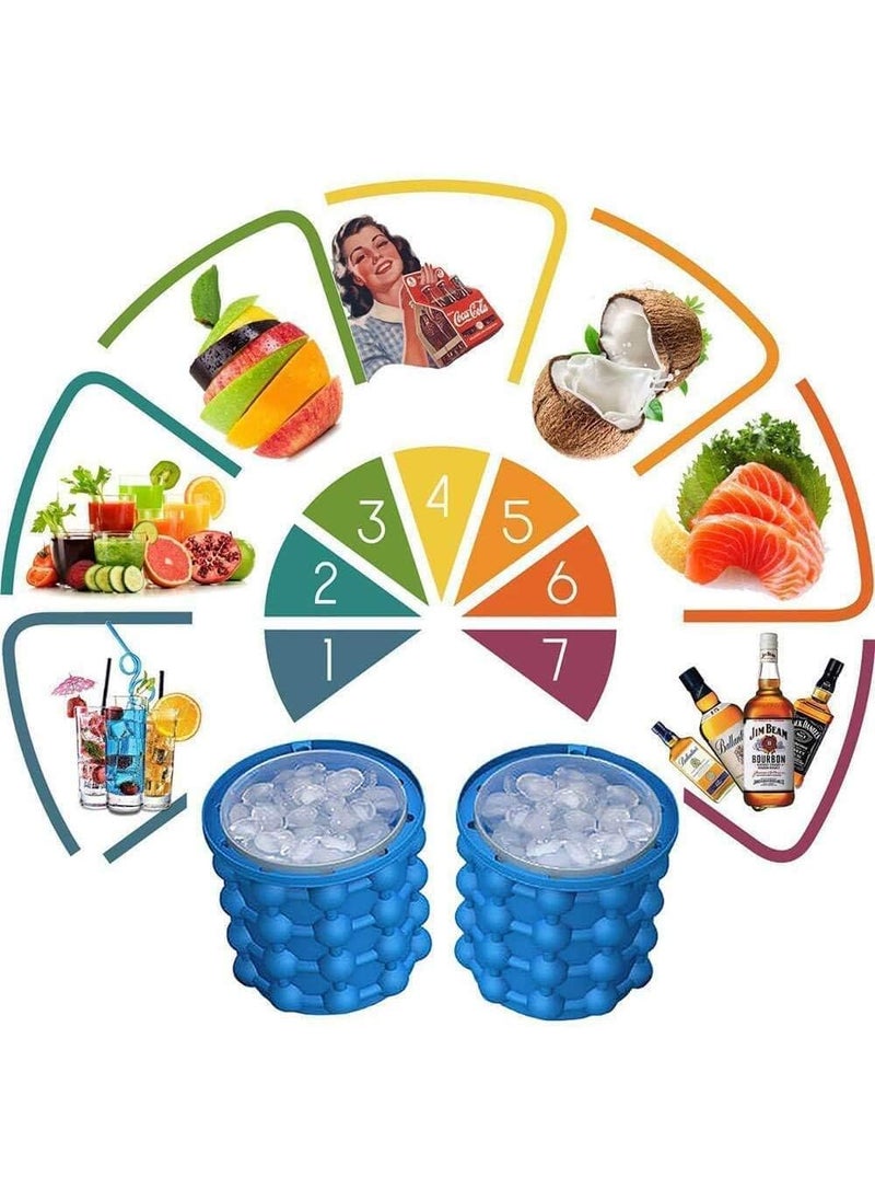 GETZET Silicone Glass Shape Ice Cube Maker Bucket Space Saving IceBall Makers for Frozen Whiskey Cocktail Beverages Home Party Picnic IceCube Trays