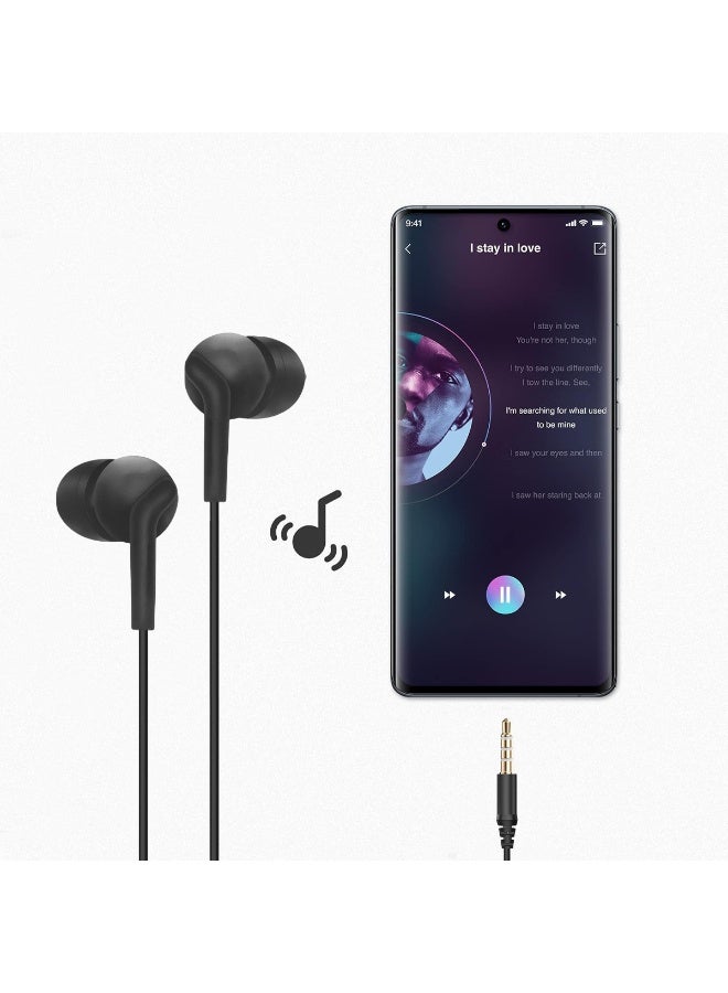 SP301 Wired In-Ear Earphones with 10mm Dynamic Drivers, HD Mic, and Single Button Control, Deep Bass, Hi-Fi Stereo Sound, 1.2m Durable Cable with 3.5mm Jack, Compatible with Smartphones, Tablets, Laptops, and Gaming Devices, Ergonomic Comfort Fit Design - Image 2