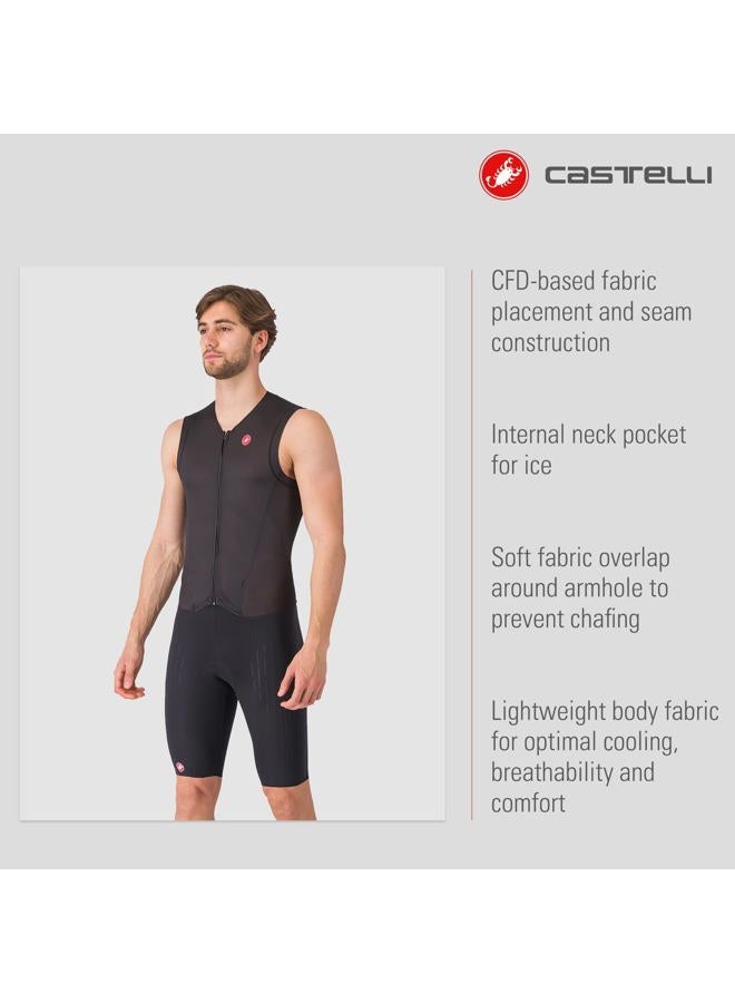 Castelli Men's Sanremo 3 Suit Sleeveless, Cycling Race Swim Bike Run, Aerodynamic Triathlon Suit with Tri Seat Pad, Black, L - Image 2