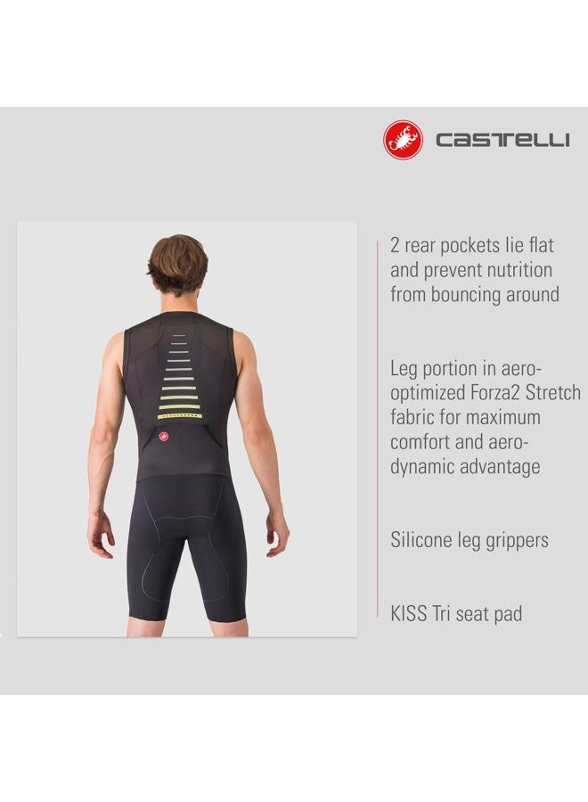 Castelli Men's Sanremo 3 Suit Sleeveless, Cycling Race Swim Bike Run, Aerodynamic Triathlon Suit with Tri Seat Pad, Black, L - Image 3