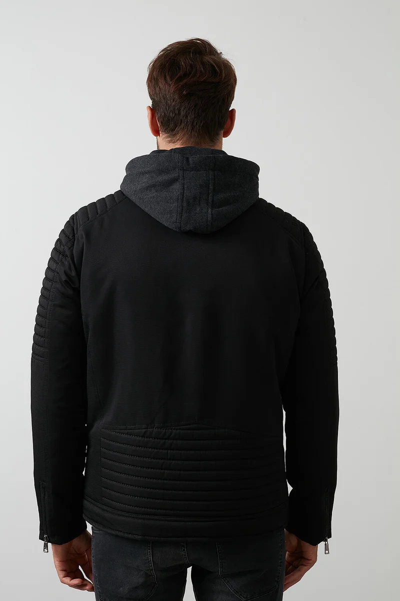 بوراتي Plush Lined Slim Fit Removable Hooded Coat Men's COAT 5855017