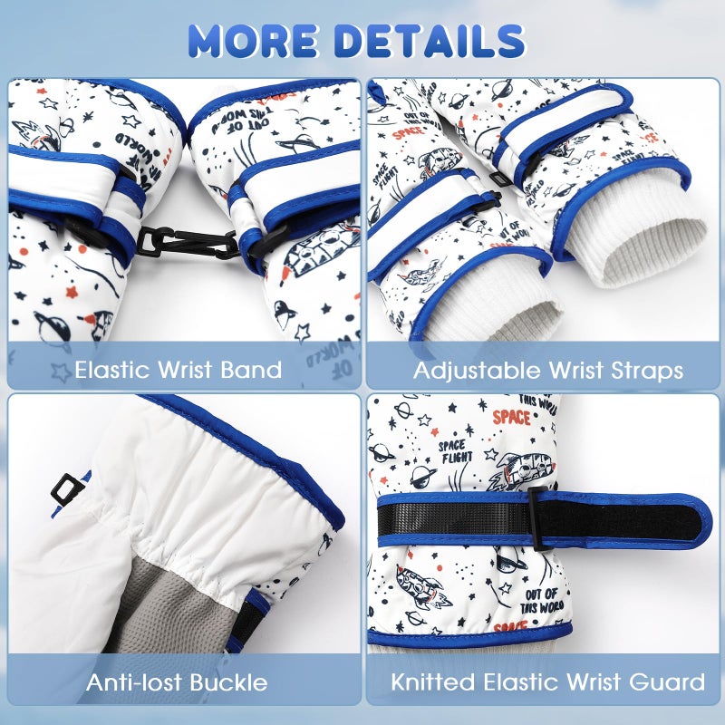 coclothy Kids Winter Snow Ski Gloves for Boys Girls Children, Snowboard Waterproof Outdoor Warm Fleece Gloves for Cold Weather - Image 3