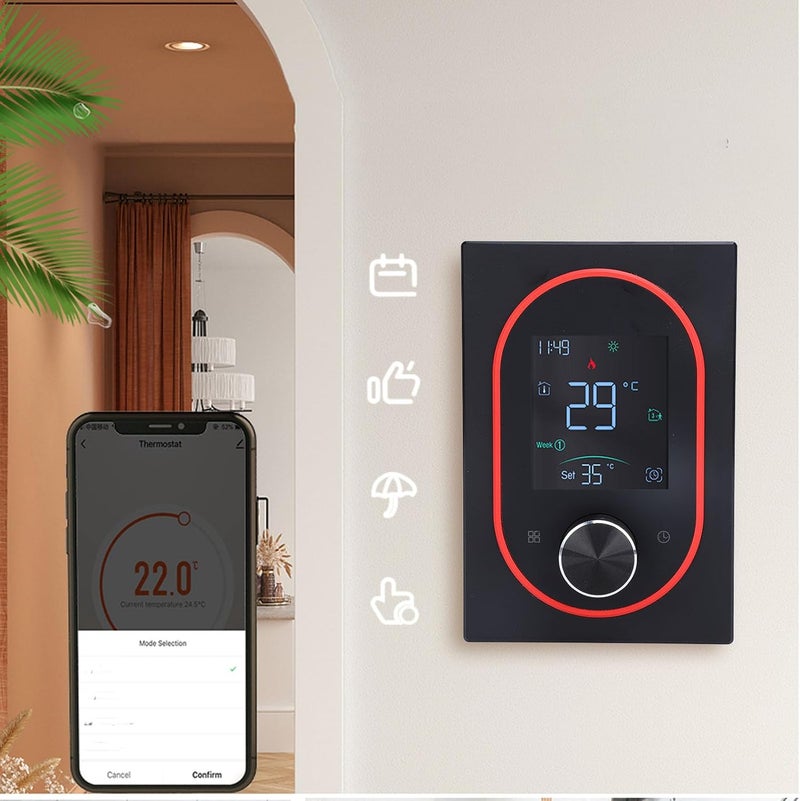Smart Thermostat, 95V-240V, LCD Display, Water Heating Thermostat, Electric Heating Thermostat, with Programming App, Suitable for Home, Office, Shopping (Regular) - Image 4