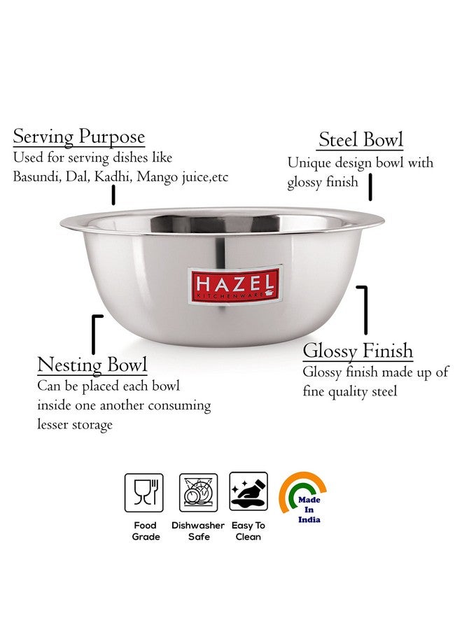 HAZEL Stainless Steel Mixing Bowl | Mixing Bowl for Cake Batter | Kitchen and Baking Accessories Items, Set of 2, 770 ML, 1100 ML - Image 3