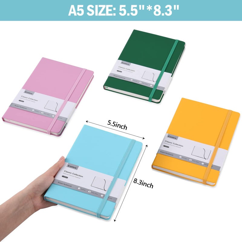 Comix Lined Journal Notebooks - 6 Pack Hardcover A5 Size Notebook, College Ruled Notebook for Writing, 6 Colors Journals for Women Men, 196 Pages, 5.7 inches x 8.3 i nches - Image 3