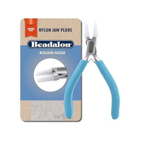 Beadalon Designer Series Nylon Jaw Pliers Round Nose Pacific Blue VinylFree Grips Stainless Steel 525 in - Image 1