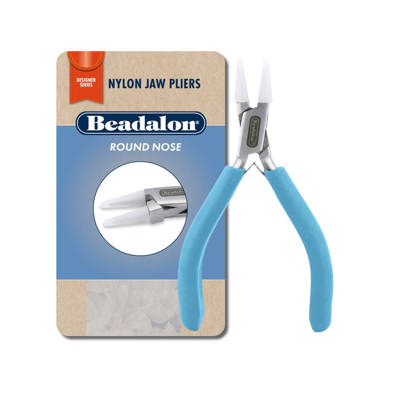 Beadalon Designer Series Nylon Jaw Pliers Round Nose Pacific Blue VinylFree Grips Stainless Steel 525 in - Image 2