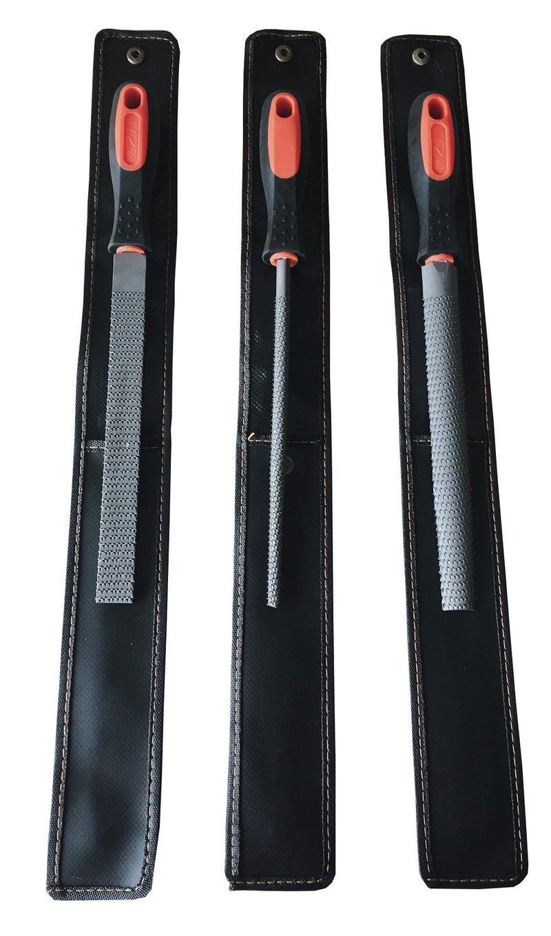 YCAMMIN 8" Wood Rasp File Set with Rubber Grip - Includes Hand Cut Round, Half-Round, and Flat Rasp File Kit - Curved and Flat Tools(3 Pcs) The Color of Packing Bag is Random - Image 2