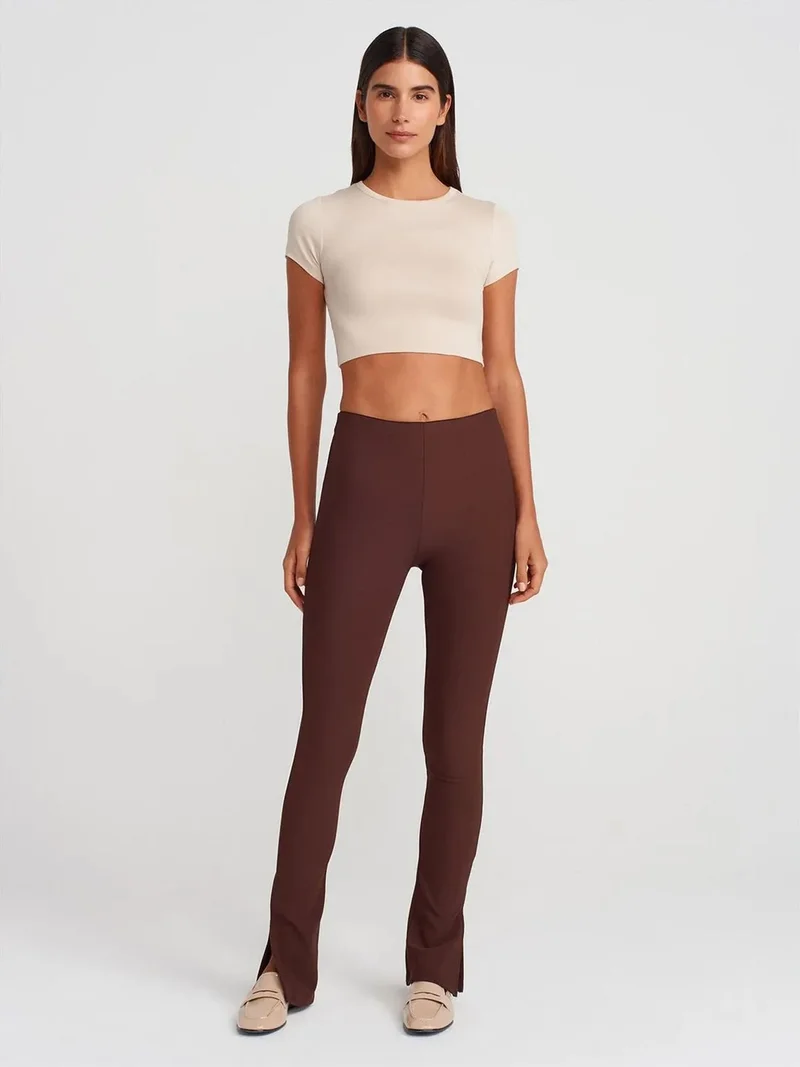 ديلفين Dilvin High-waist Flare Leggings With Slit