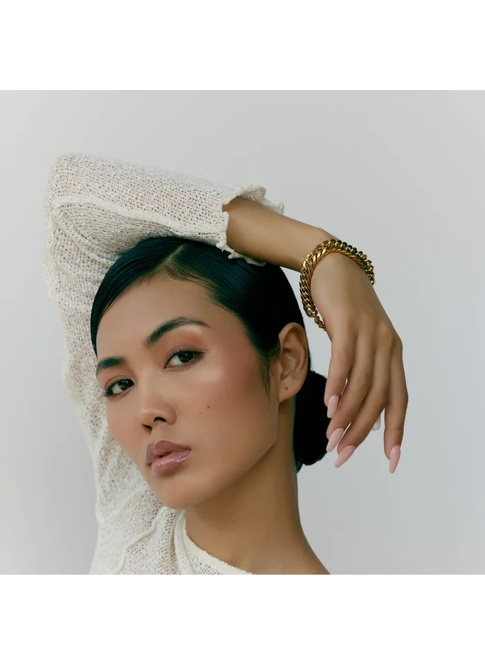 noya 18K Gold Plated Sanur Cuban Chain Chunky Bracelet