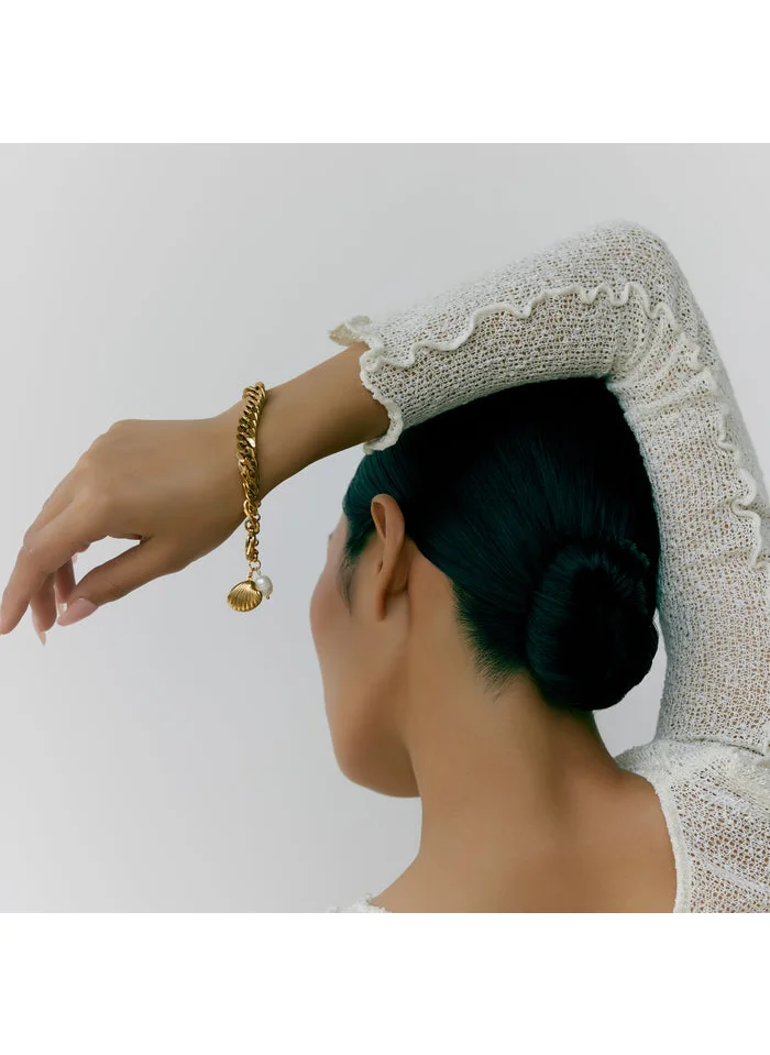 noya 18K Gold Plated Sanur Cuban Chain Chunky Bracelet