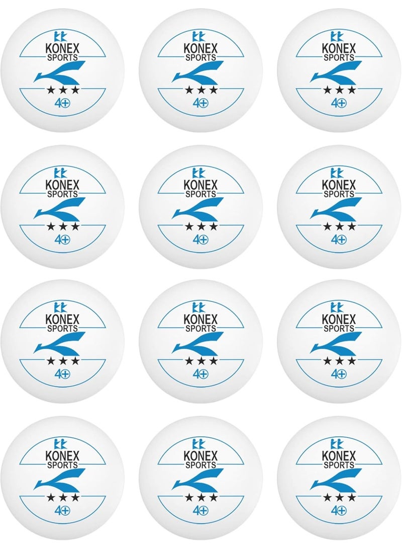 KONEX 40+ Plastic Table Tennis Balls Pack of 12 | High Performance 3-Star ABS TT Balls for Professional Matches and Training | Ideal for Adults & Kids (White) - Image 2