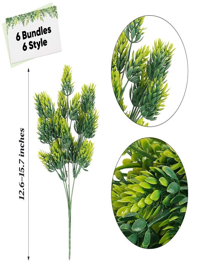 Anstore 20 Bundles Realistic Artificial Plants Outdoor, 6-Pack Fake Plants for Front Porch Decor, Faux Outdoor Plants with UV Resistant PE Greenery Stems for Garden Planter Window Box Home Decor - Image 2