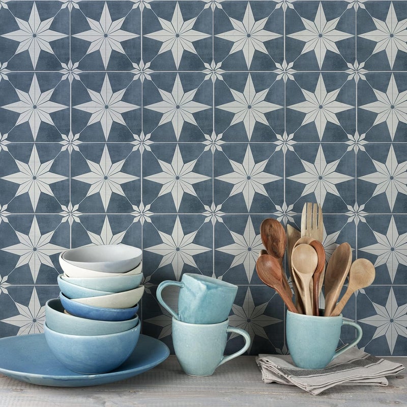 Alwayspon Vinyl Floor Wall Tiles, Floor Stickers, Non-Slip Floor Tiles, Stickers for Kitchen, Bathroom, Self Adhesive, Peel and Stick, PVC Floor Stickers, DIY, Blue, 30 x 15 cm, 24 Pieces - Image 4