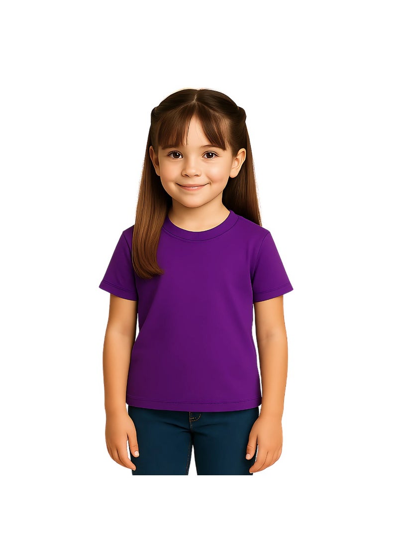 Printshop4me Kids Round Neck Girls T Shirt 170 GSM Pure Cotton Basic Colors - Image 1