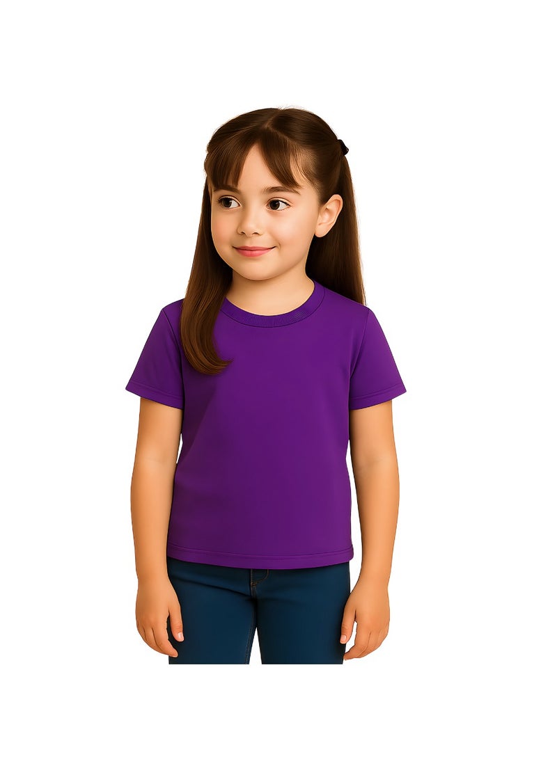 Printshop4me Kids Round Neck Girls T Shirt 170 GSM Pure Cotton Basic Colors - Image 2