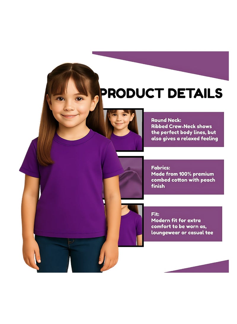 Printshop4me Kids Round Neck Girls T Shirt 170 GSM Pure Cotton Basic Colors - Image 3