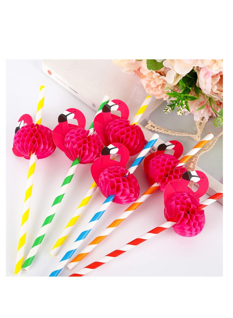 إكسفور قش ورق الفاكهة 3D ، 50 قش لحفلات متحللة بيولوجيا ، قش بلاستيكي لحفلات الطيور الفلامنغو ، قش للمشروبات الاستوائية القابلة لإعادة التدوير ، لتزيين أدوات المائدة على الشاطئ وأعياد الميلاد وحفلات الزفاف و - Image 3