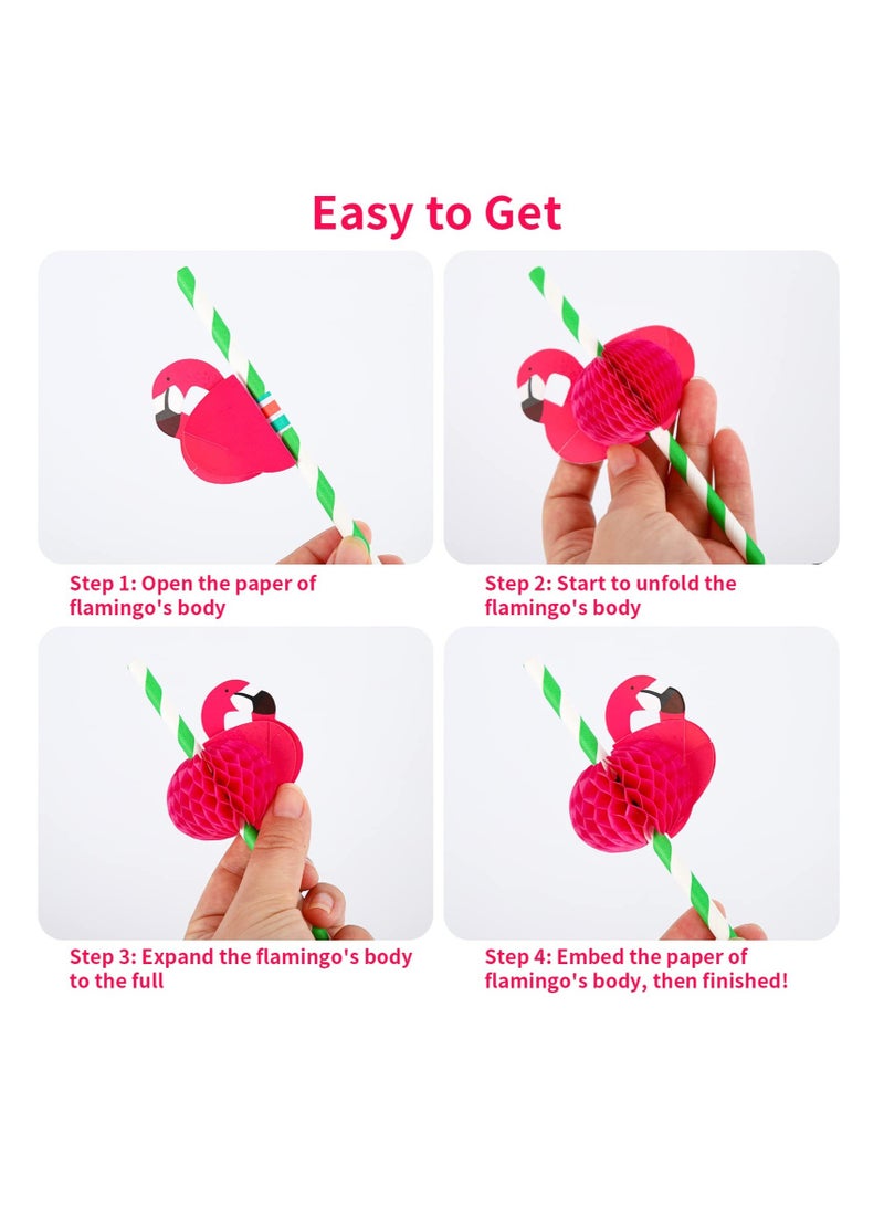 إكسفور قش ورق الفاكهة 3D ، 50 قش لحفلات متحللة بيولوجيا ، قش بلاستيكي لحفلات الطيور الفلامنغو ، قش للمشروبات الاستوائية القابلة لإعادة التدوير ، لتزيين أدوات المائدة على الشاطئ وأعياد الميلاد وحفلات الزفاف و - Image 2