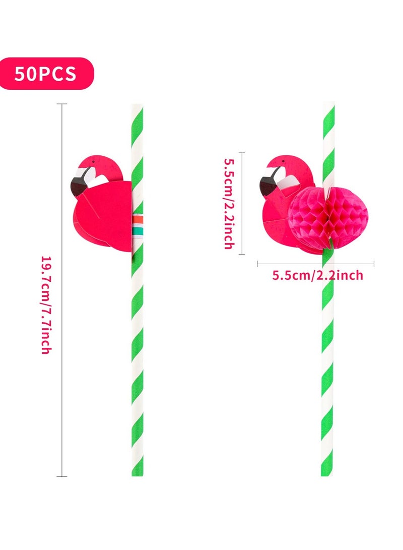 إكسفور قش ورق الفاكهة 3D ، 50 قش لحفلات متحللة بيولوجيا ، قش بلاستيكي لحفلات الطيور الفلامنغو ، قش للمشروبات الاستوائية القابلة لإعادة التدوير ، لتزيين أدوات المائدة على الشاطئ وأعياد الميلاد وحفلات الزفاف و - Image 4