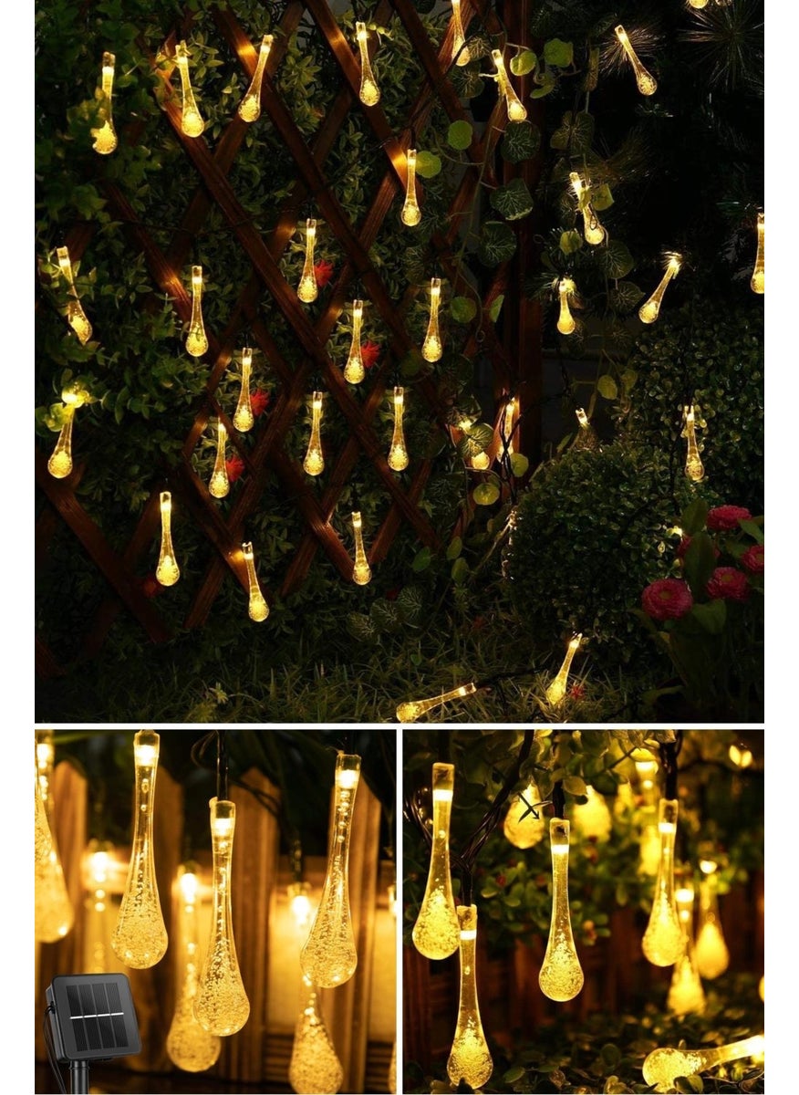 Technojet - Solar 30 LED Water Drop Model Yellow Color Solar Energy Lamp Garden Lighting Mode - Image 1
