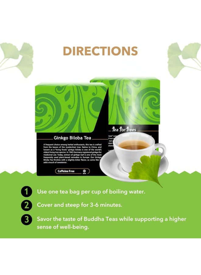 BUDDHA TEAS Organic Gingko Biloba Tea Kosher Caffeine Free Gmo Free 18 Bleach Free Tea Bags Single Pack Black/Green - Image 4