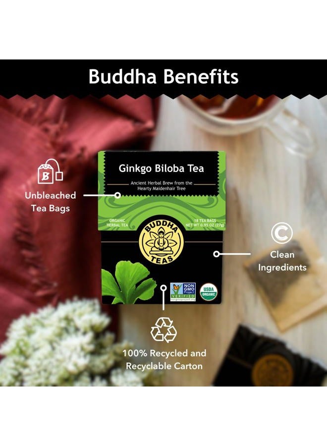BUDDHA TEAS Organic Gingko Biloba Tea Kosher Caffeine Free Gmo Free 18 Bleach Free Tea Bags Single Pack Black/Green - Image 5