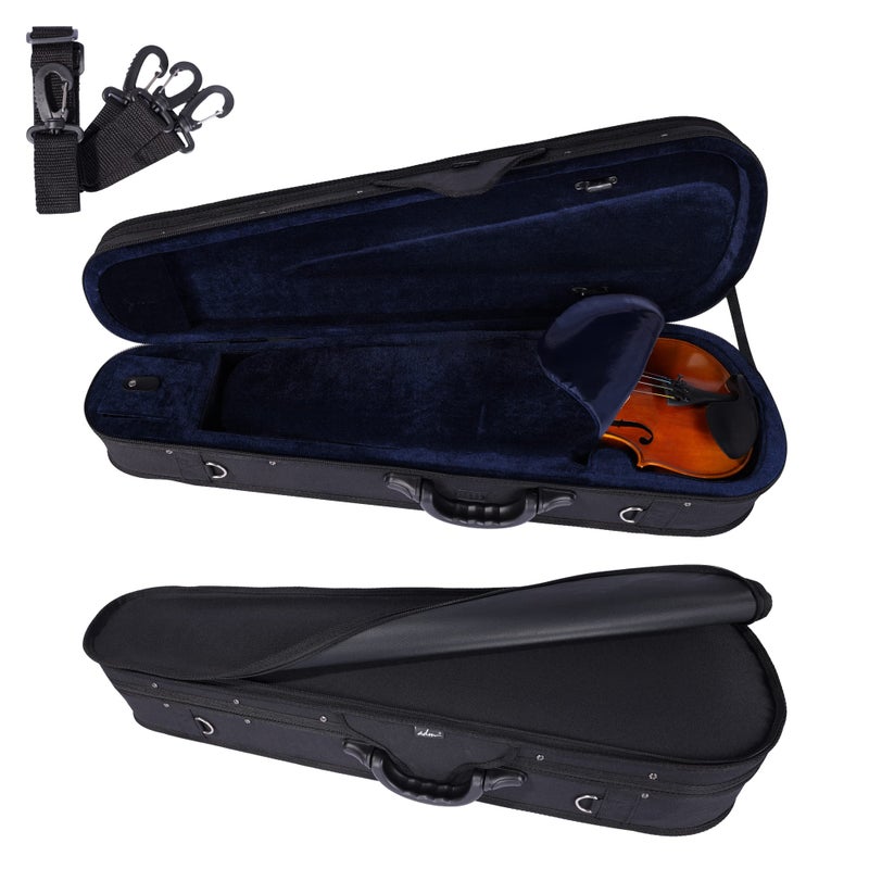 ADM 4/4 Full Size Violin Hard Case Basic Professional Triangular Shape Backpack, Super Light Suspension, Black - Image 1