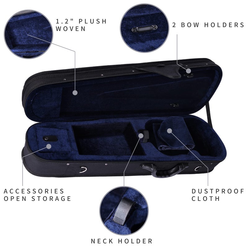 ADM 4/4 Full Size Violin Hard Case Basic Professional Triangular Shape Backpack, Super Light Suspension, Black - Image 5