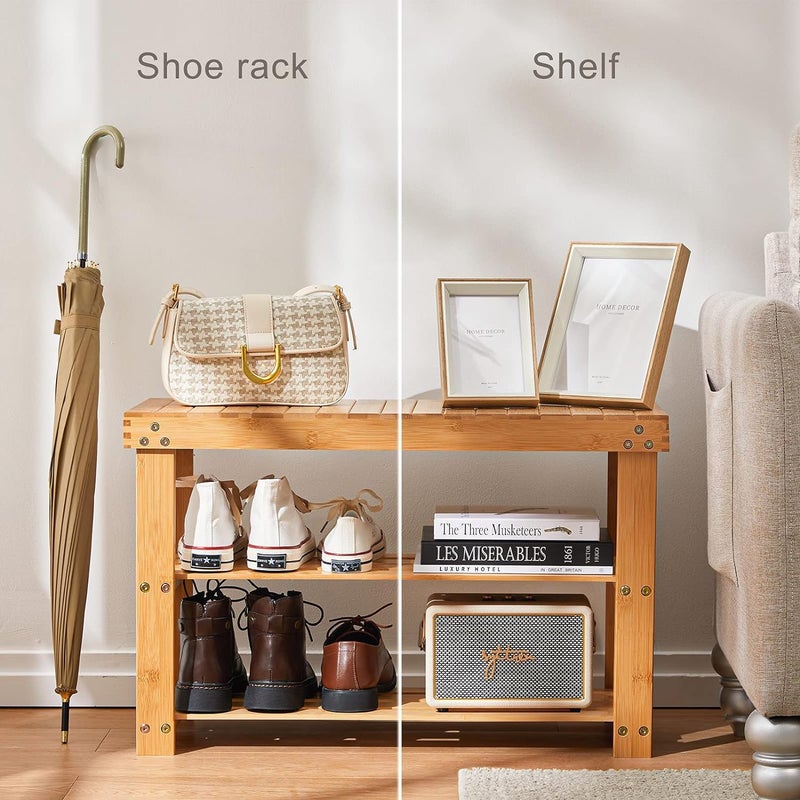 Matiko Living Bamboo 3 Tier Shoe Rack Bench Premium Shoe Organizer or Entryway Bench Perfect for Shoe Cubby Entry Bench Bathroom Bench Entryway Organizer Hallway or Living Room - Image 5