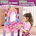 MOEAWS Vanity Makeup Table Toy for Kids Toddler Girl Pretend Play Makeup Accessories Princess Dress Up Set Music Piano Lights Adjustable Mirror Hairdryer Mermaid Table Chair Kit Birthday Gift - Image 4