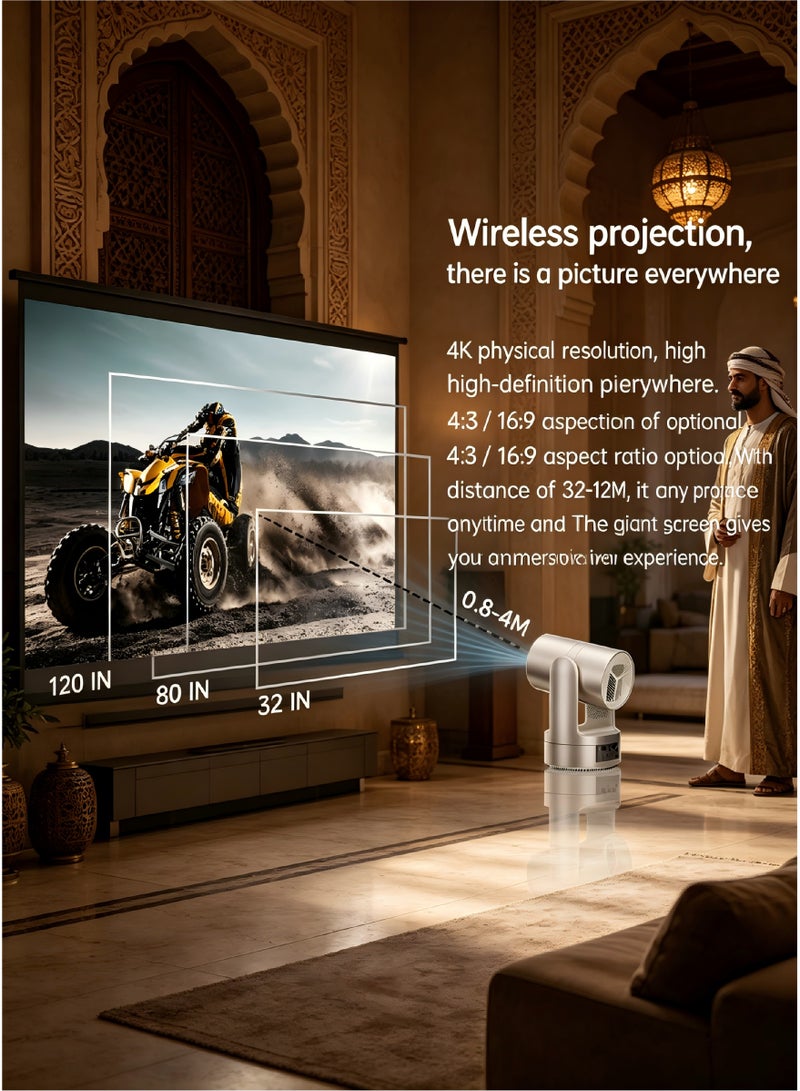 KALOBEE HY7 1200 ANSI Lumens HD 1080p Smart Projector with Auto Focus Adaptive Adjustment Built-in Android OS Wi-Fi Home & Outdoor Projector - Image 3