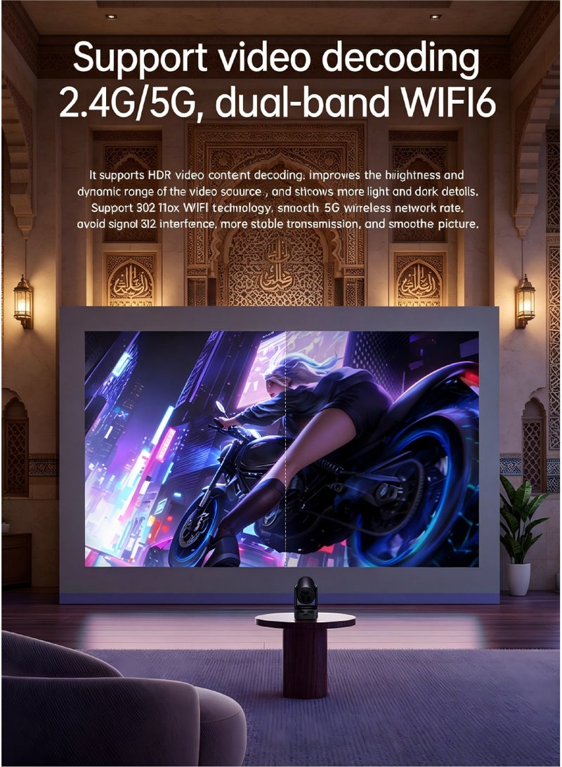 KALOBEE HY7 1200 ANSI Lumens HD 1080p Smart Projector with Auto Focus Adaptive Adjustment Built-in Android OS Wi-Fi Home & Outdoor Projector - Image 4