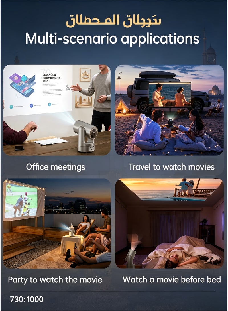 KALOBEE HY7 1200 ANSI Lumens HD 1080p Smart Projector with Auto Focus Adaptive Adjustment Built-in Android OS Wi-Fi Home & Outdoor Projector - Image 5
