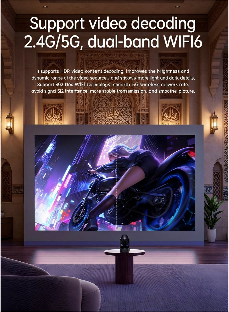 KALOBEE HY7 1200 ANSI Lumens HD 1080p Smart Projector with Auto Focus Adaptive Adjustment Built-in Android OS Wi-Fi Home & Outdoor Projector - Image 5