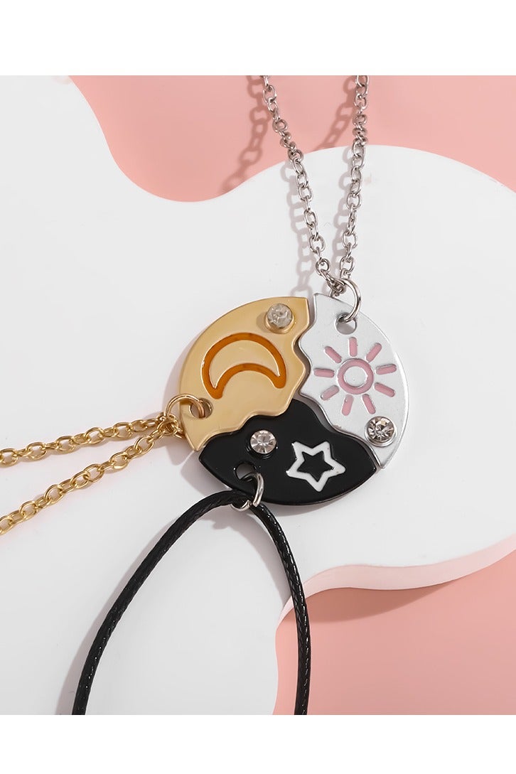 ARUWA 3PCS BFF Necklaces Friendship Star Moon Sun Necklace Set,3 Interchangeable Colorful Pendants,Y2K Gift for Girls Best Friend Birthday - Image 3