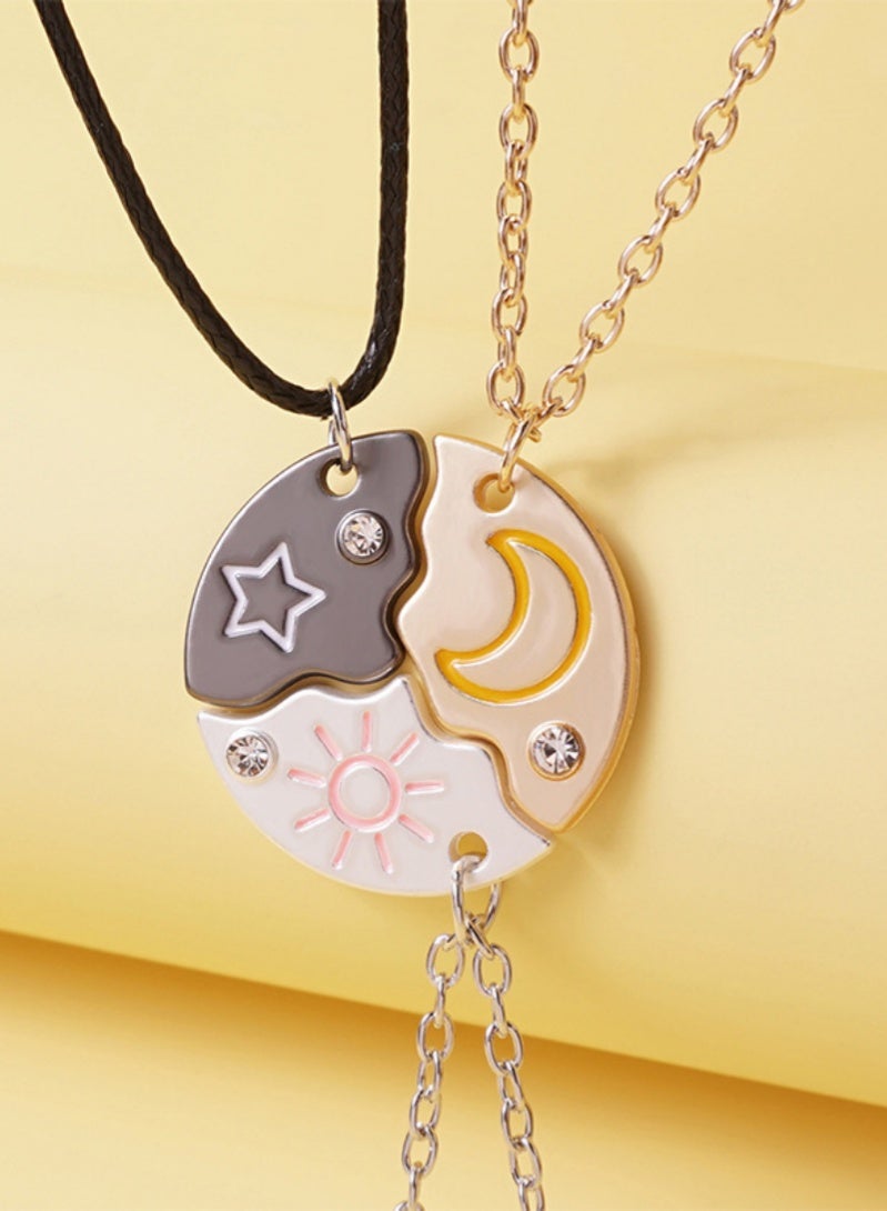 ARUWA 3PCS BFF Necklaces Friendship Star Moon Sun Necklace Set,3 Interchangeable Colorful Pendants,Y2K Gift for Girls Best Friend Birthday - Image 1