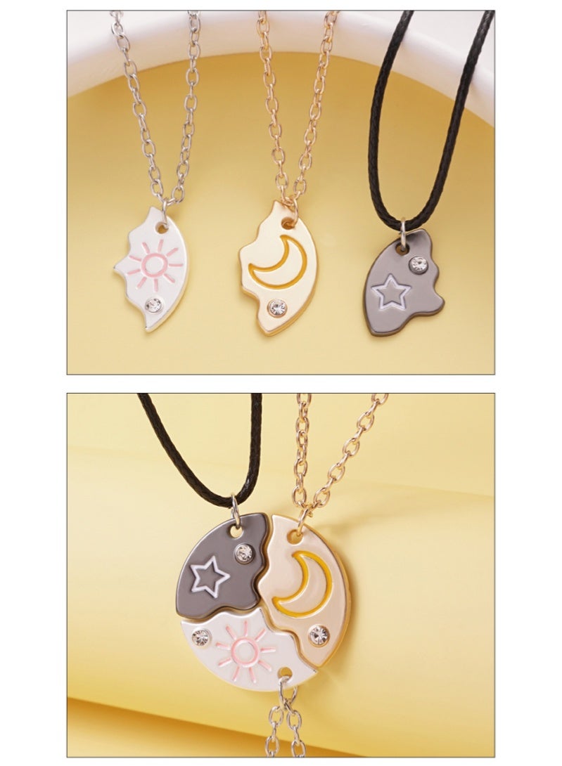 ARUWA 3PCS BFF Necklaces Friendship Star Moon Sun Necklace Set,3 Interchangeable Colorful Pendants,Y2K Gift for Girls Best Friend Birthday - Image 5