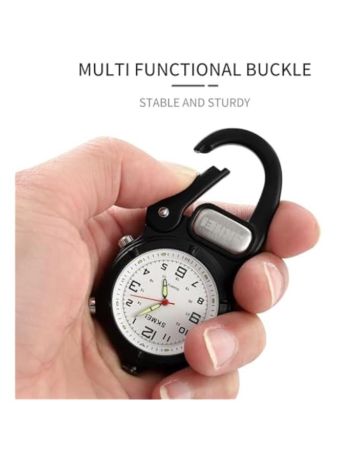 Clip On Watch Pocket Carabiner Watches with Flashlight Second Hand Nursing Unisex Backpack Buckle Belt Portable Watch Use for Field Work Climbing Hiking Outdoor Activities Sports  - Image 2