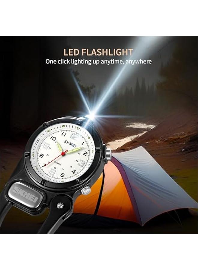 Clip On Watch Pocket Carabiner Watches with Flashlight Second Hand Nursing Unisex Backpack Buckle Belt Portable Watch Use for Field Work Climbing Hiking Outdoor Activities Sports  - Image 3